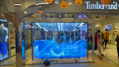 Solution d'écran transparent haute luminosité intérieure pour les magasins de marque dans les grands centres commerciaux